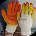 SRSAFETY guante de poliéster natural de punto calibre 10 guantes de látex naranja